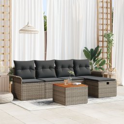Gossi set de canapea de gradina cu 6 piese si perne gri din ratan poliester
