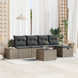 Gossi set de canapea de gradina cu 6 piese si perne gri ratan poli