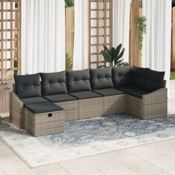 Gossi set de canapea de gradina cu perne gri ratan poli