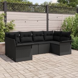 Gossi set de canapea de gradina cu perne negru ratan polimeric