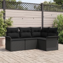 Gossi set de canapea gradina 4 piese cu perne ratan negru poli