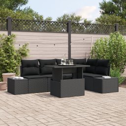 Gossi set de canapea gradina 6 piese cu perne negru ratan poli