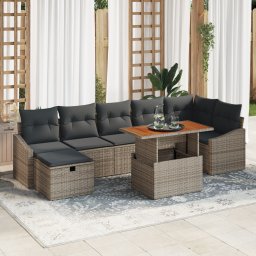 Gossi set de canapele de gradina de 8 piese cu perne gri ratan poli