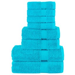Gossi set de prosoape premium solund, 8 piese, turcoaz, 600 g/m2