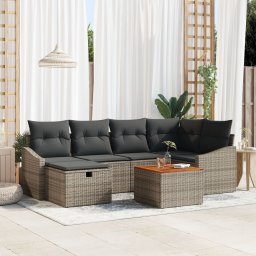 Gossi set de sofa pentru gradina cu 7 piese si perne din ratan poliesteric gri