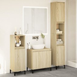 Gossi set mobilier de baie, 3 piese, stejar sonoma, lemn prelucrat