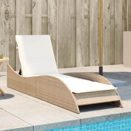 Gossi sezlong cu perna, bej, 60x205x73 cm, poliratan