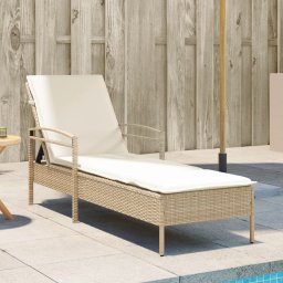 Gossi sezlong cu perna, bej, 63x200x81 cm, poliratan