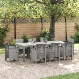 Masa de gradina Gossi gri deschis 250x100x73 cm poly rattan, masa de gradina Gossi gri deschis 100x100x73 cm poly rattan, masa de gradina Gossi gri deschis 150x100x73 cm poly rattan