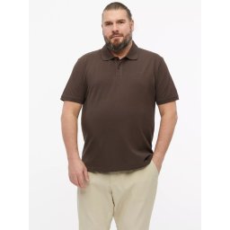 s.Oliver Big Sizes Tricou polo barbati big sizes, din piqué de bumbac, Maro inchis (SELECTATI MARIMEA: 3XL)