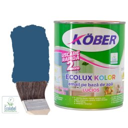 Vopsea pe baza de apa, Ecolux Kolor Lucios, RAL 5009, Azur Blue, 2.5 l, Kober,