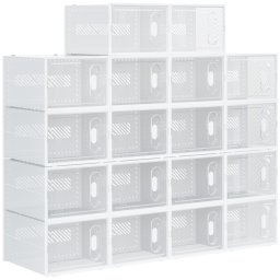 Dulap pantofi modular 18 cuburi, ventilatie, PP, max. 46 EU, Transparent/Alb - Verificat A · Re-Bloom