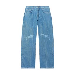 PALM ANGELS Jeans Splitted Curved Logo Loose PAMYA001DN003-4040 light blue