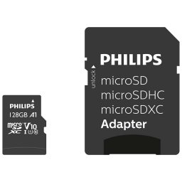 Card de memorie Philips 128GB MicroSDXC Clasa 10 + Adaptor SD