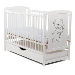 Patut din lemn cu sertar BabyNeeds Timmi 120x60cm White