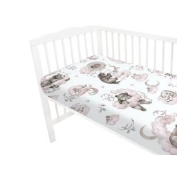 Cearceaf cu Elastic Qmini Teddy Bear and Friends Pink