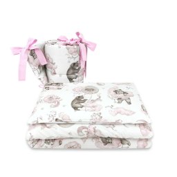 Set Lenjerie cu 3 Piese Qmini Teddy Bear and Friends Pink
