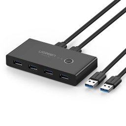 Cablu de date UGREEN US216 2x USB la 4x USB 2.0, pentru doua PC-uri, 5Gbps, lungime 1.5 m, Negru
