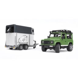 Macheta BRUDER Kraj Rover Defender with Horse Trailer