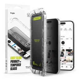 Folie protectie Ringke Sticla Securizata Full Glue Set 2 bucati Privacy Ringke Easy Slide pentru Apple iPhone 16 Pro Max