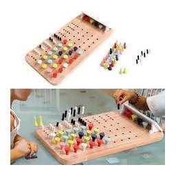 Joc De Inteligenta Pentru Copii Si Adulti MicoStore Mastermind Tabla De Sah Din Lemn Cu Pioni Colorati 2 Jucatori 146 Piese Boardgames Multicolor