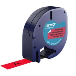 Banda Compatibila Dymo LetraTAG S0721630 1.2cm x 4m Negru Pe Rosu