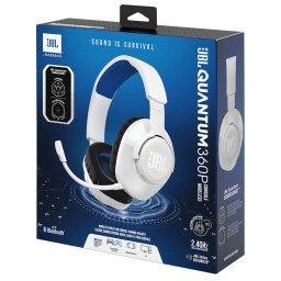 Casti Gaming JBL Quantum 360P Console Wireless pentru PlayStation 5 / PC / Nintendo Switch / Mac Microfon Detasabil Alb/Albastru