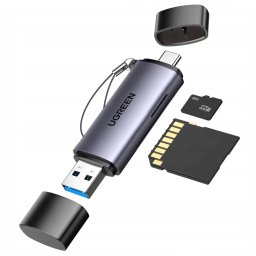 Card Reader UGREEN CM185-50706 Interfata USB-C / USB-A SD / microSD Gri