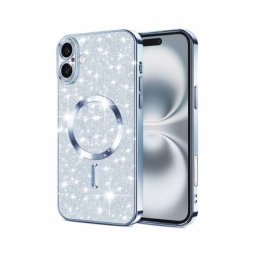 Husa Techsuit MagSafe Apple iPhone 16 Luxury Glitter Albastru