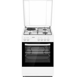 Aragaz Heinner Mixt HFSC-S60E1HSWH 3 Arzatoare Gaz + 1 Plita Electrica Capac Metalic Alb