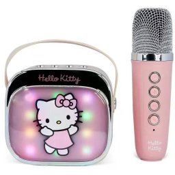 Set Boxa Portabila Karaoke cu Microfon OCEANIA TRADING LTD Popsing LED Light Up Wireless Hello Kitty Roz