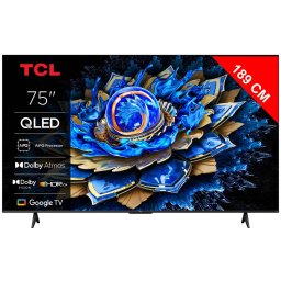 Televizor Smart QLED TCL Seria T69C 75Inch / 189CM Ultra HD 4 Google TV Clasa F Negru