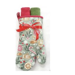 Set Manusa de Bucatarie Heinner Craciun 3 Piese Verde/Rosu