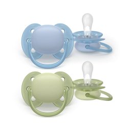 Set 2 Suzete Philips-Avent Ultra Soft SCF091/37 Ortodontice 0-6luni Albastru/Verde