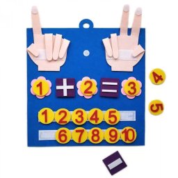 Tablita din Pasla MicoStore cu Jetoane Numerotate si Prindere cu Velcro Jucarie Matematica Numara pe Degete 20 de Piese 3+ Ani Multicolor