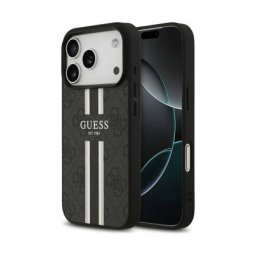 Husa MagSafe Guess 4G Printed Stripes pentru Apple iPhone 17 Pro Max Neagra