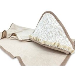 Prosop cu Gluga MimiNu Premium cu Volanas si Dantela 100x100cm Bumbac si Bambus Certificate Oeko Tex Standard 100 +0luni Meadow Natural
