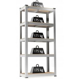 Raft Metalic Procart 5 Nivele Depozitare Sarcina Maxima Totala 875kg 180x90x30cm Argintiu/Maro