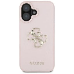 Husa Guess Grained Big 4G Logo iPhone 16 Roz