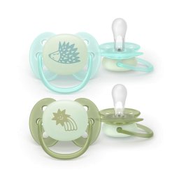 Set 2 Suzete Philips-Avent Ultra Soft De Noapte SCF094/01 Pentru Piele Sensibila 0-6 Luni