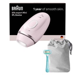 Epilator Braun SilkÂ·Expert Mini PL1111 SensoAdapt 300.000 Impulsuri 3 Niveluri de Intensitate Saculet de Calatorie Roz