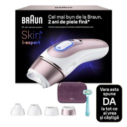 Epilator Braun Skin iExpert PRO 7 PL7431 Tehnologie Skin iExpert Feedback in Timp Real 400.000 Impulsuri 10 Niveluri de Intensitate Trusa de Voiaj Roz