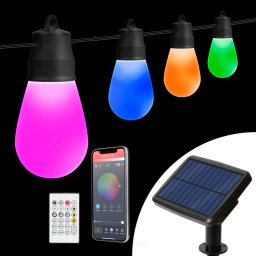 Sir Luminos Solar Inteligent Garden of Eden RGBIC 15 LED 6.5m Bluetooth Iluminat Decorativ Exterior IP65 Negru