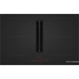 Plita Incorporabila cu Inductie Bosch Seria 6 PVQ81AH26E cu Sistem de Ventilare Integrat 4 Zone de Gatit Power Boost Home Connect Latime 80CM Negru Mat