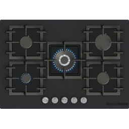 Plita Incorporabila pe Gaz Bosch Seria 6 PPQ7AAI40 5 Arzatoare Flame Select Gratare Fonta Latime 75CM Negru Mat
