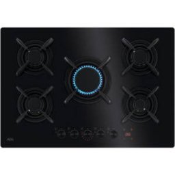 Plita Incorporabila AEG HKB75453NB 5 Arzatoare Aprindere Electrica Gratare Fonta Timer 75cm Negru