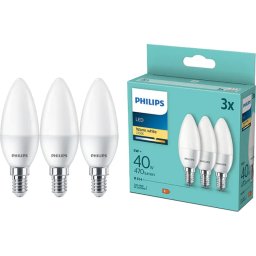 Pachet 3 Becuri LED Philips B35 E14 5W (40W) 470lm Lumina Alba Calda (2700K) Clasa Energetica F