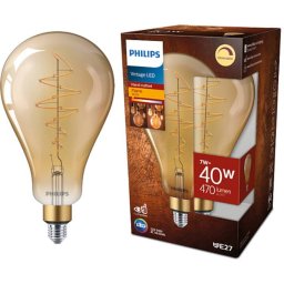 Bec LED Philips Classic-Giant A160 Vintage Intensitate Luminosa Reglabila (Dimabil) E27 7W (40W) 470lm Lumina Calda Tip Flacara (1800K) Auriu