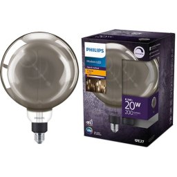 Bec LED Philips Giant G200 Vintage Intensitate Luminosa Reglabila (Dimabil) E27 6.5W (20W) 200lm Lumina Calda Tip Flacara Fumuriu