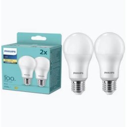 Pachet 2 Becuri LED Philips A67 E27 13W (100W) 1521lm Lumina Alba Calda (2700K) Clasa Energetica E